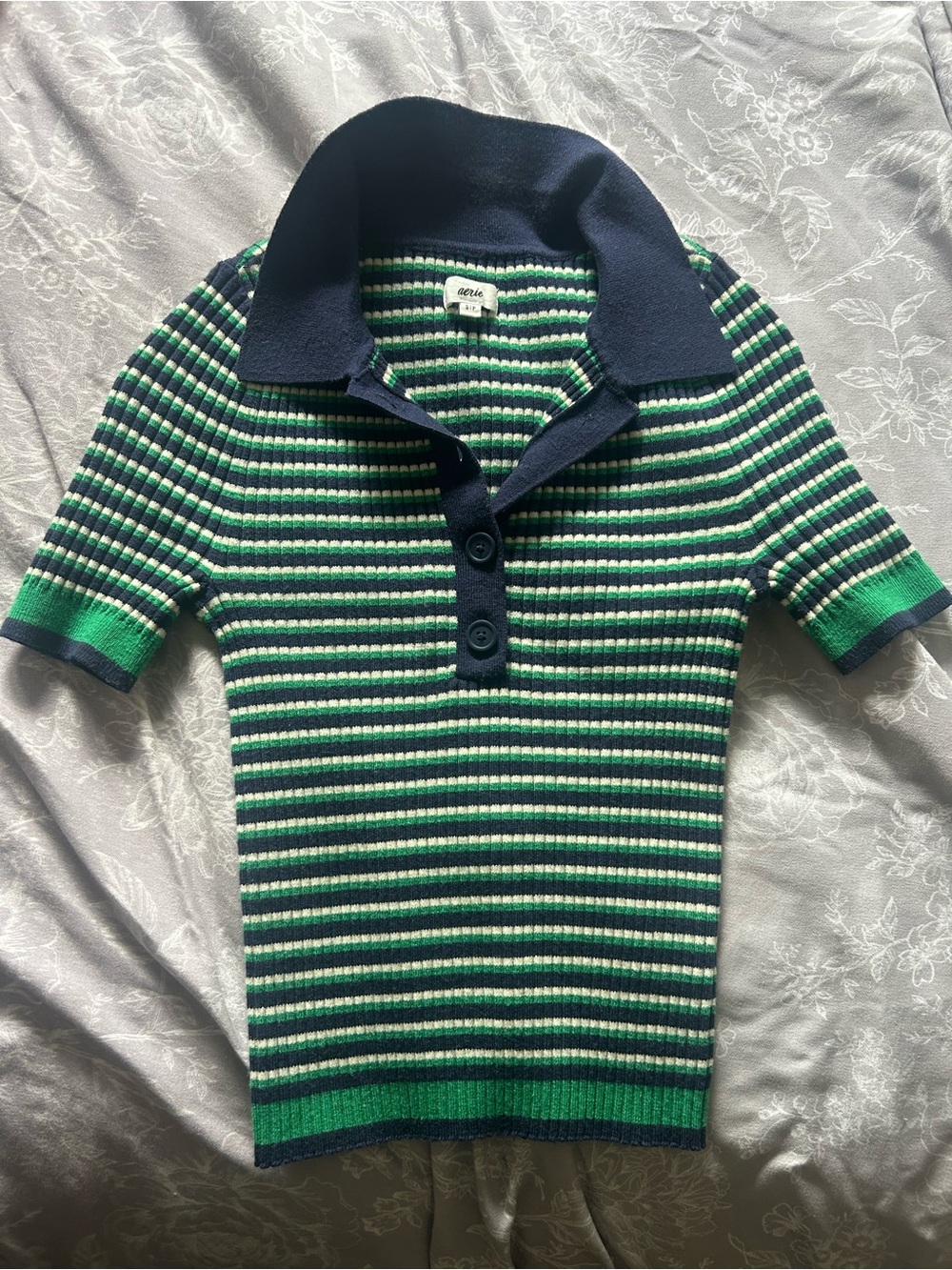 American Eagle Ribbed Short Sleeve Polo